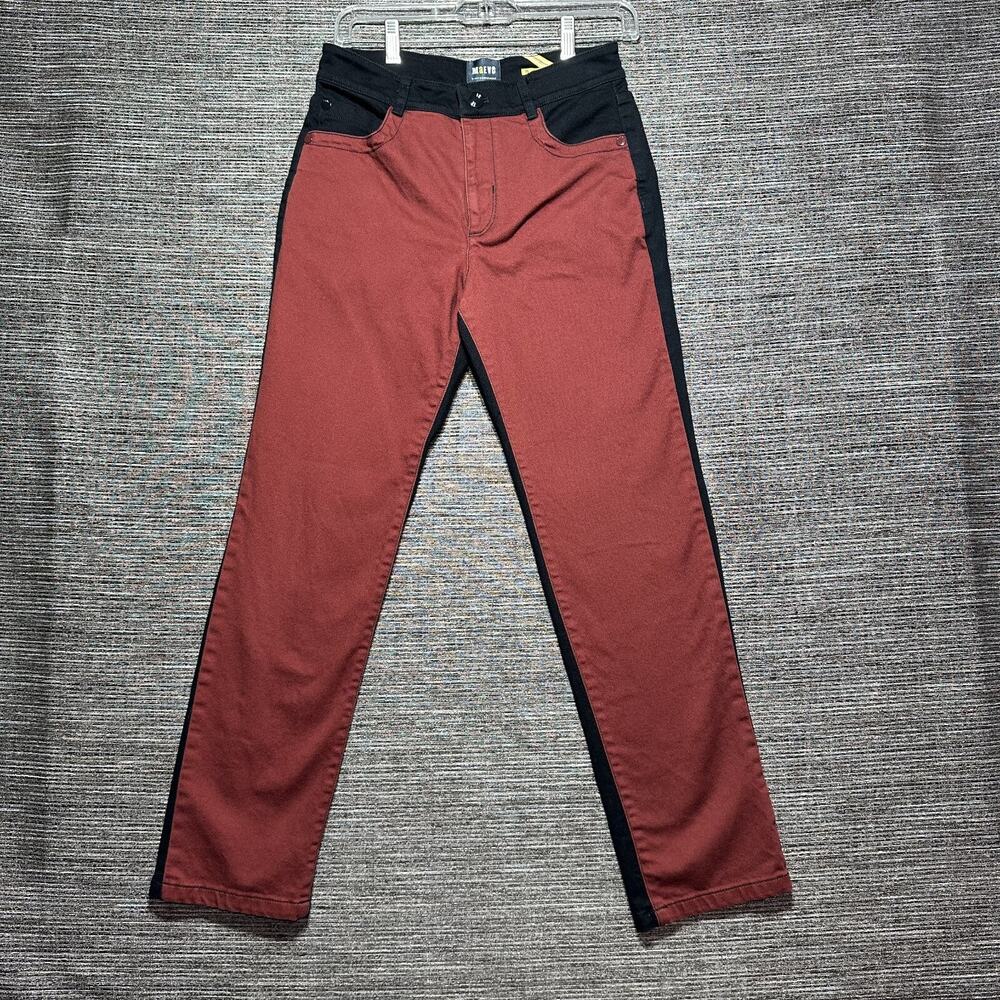 Maeve Anthropologie Jeans Women's Size 26 (28) Colorblock Block Maroon Straight